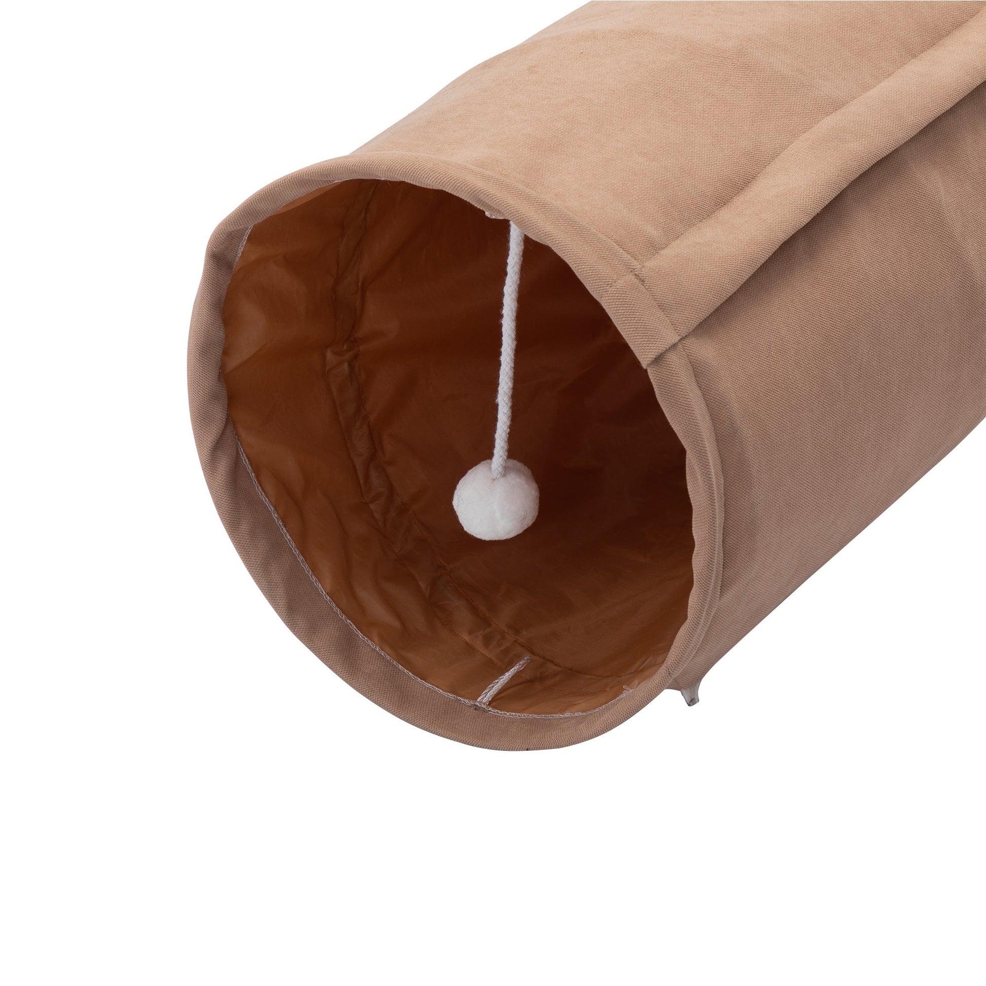 Foldable Cat Tunnel Bed For Indoor Cats, Washable Cat Skin Tunnel With Hanging Toys And Mats, Brown Color-1